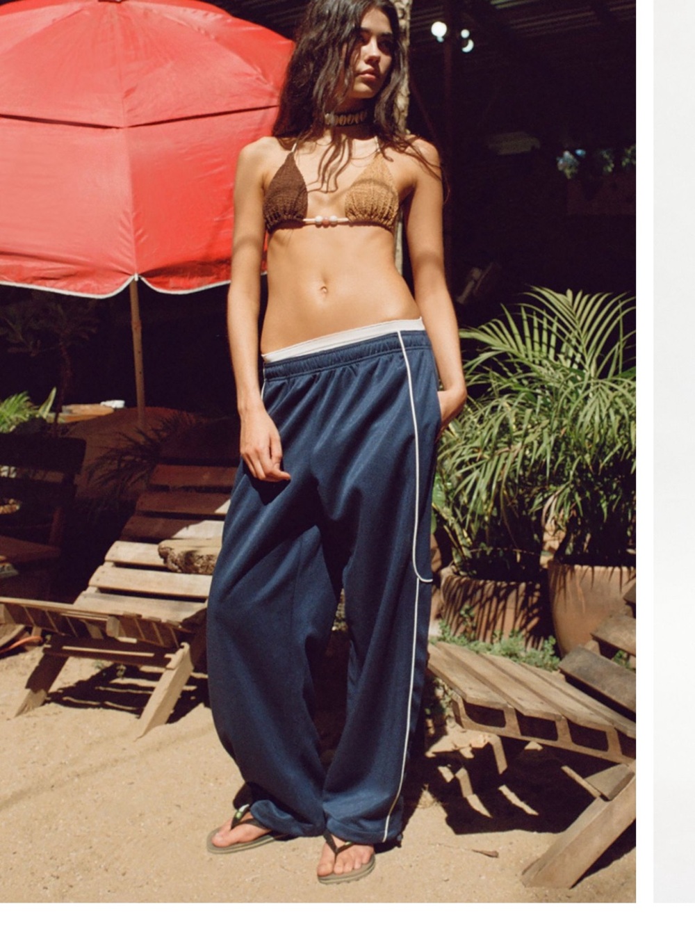 BDG Navy Blue Track Pants with White Piping